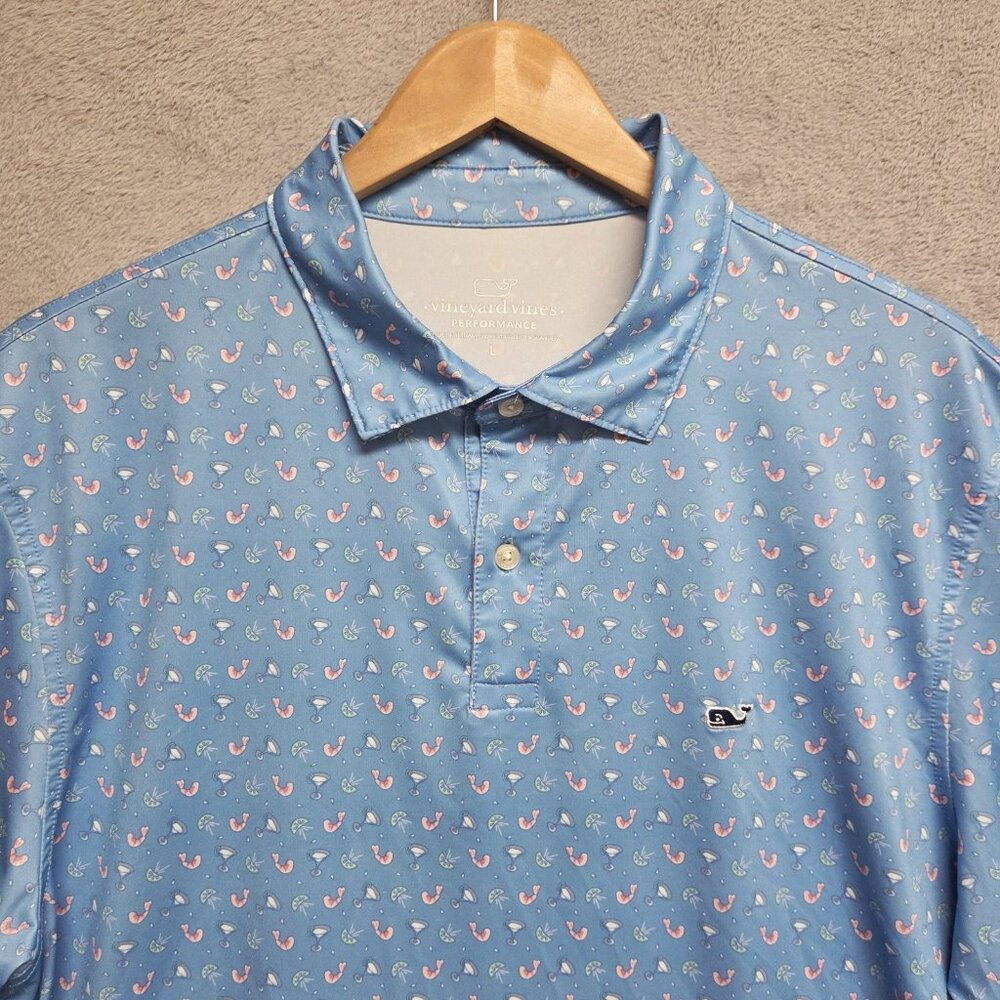 Vineyard Vines Shirt Mens Large OTG Sankaty Performance Polo Shrimp Cocktail - Picture 2 of 10